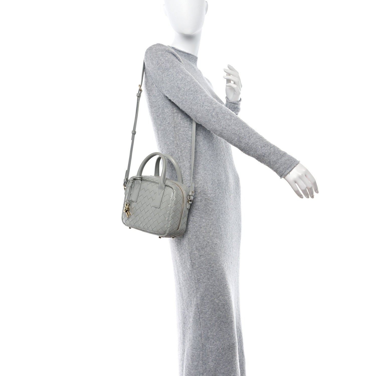 Bottega Veneta Lambskin Intrecciato Small Getaway Agate Grey 2 of 9