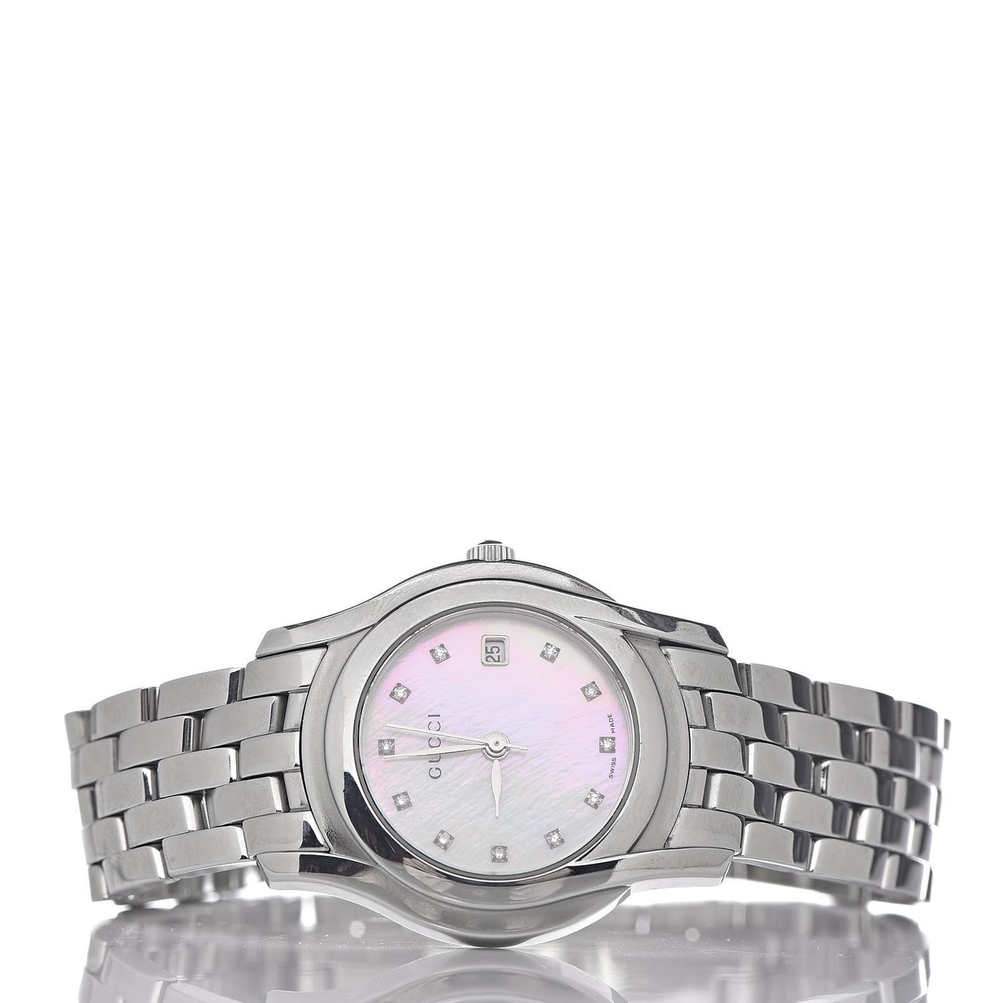 Stainless Steel Diamond Pink Mother of Pearl 27mm 5500L Quartz Watch