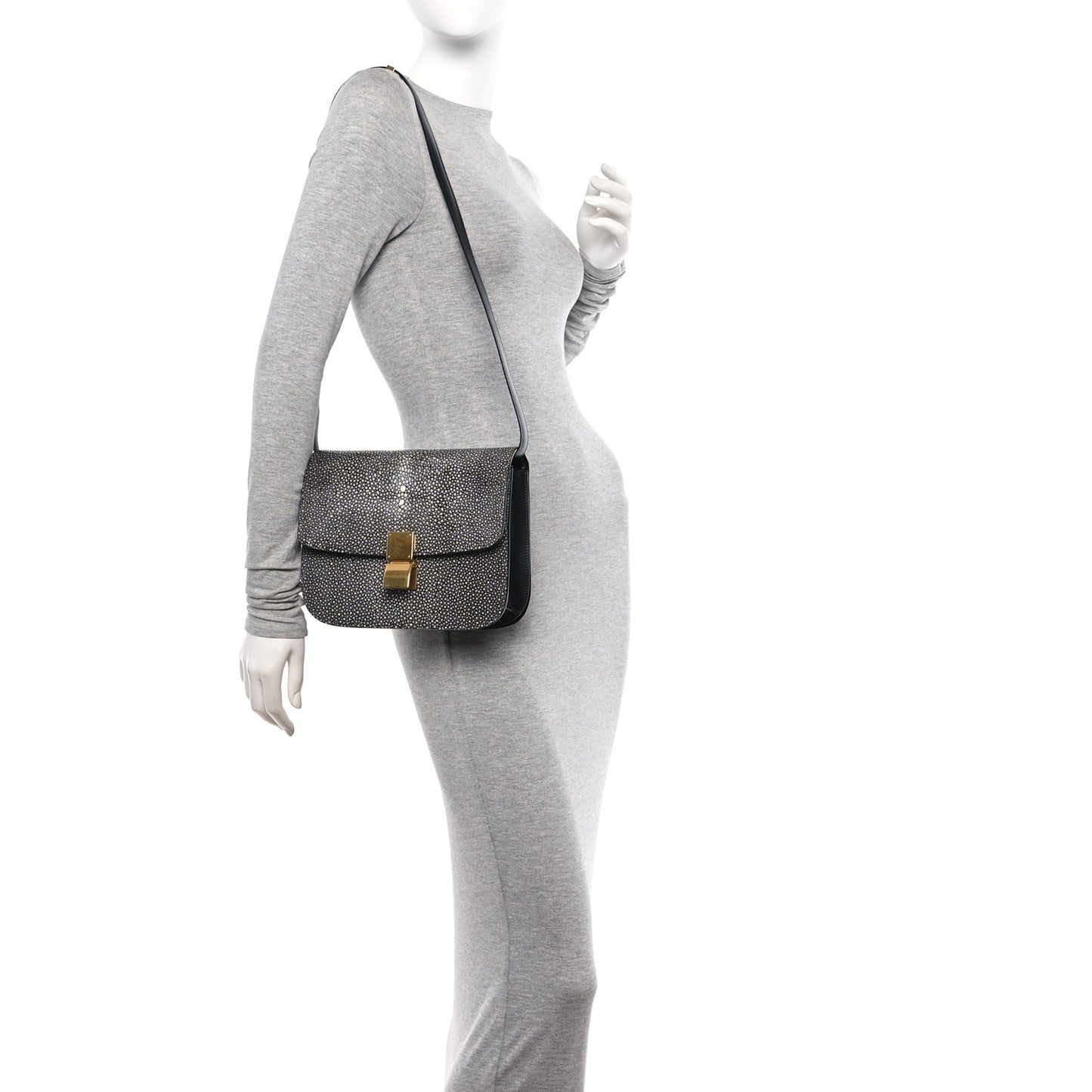Stingray Medium Classic Box Flap Bag Navy