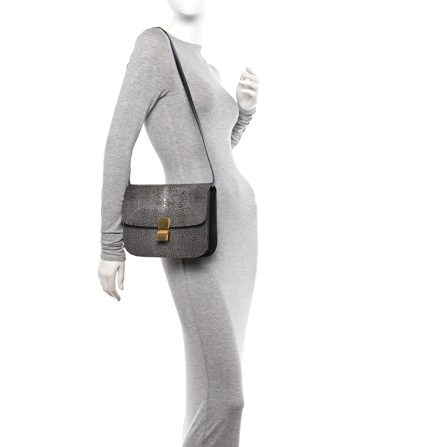 Celine Stingray Medium Classic Box Flap Bag Navy 2 of 11