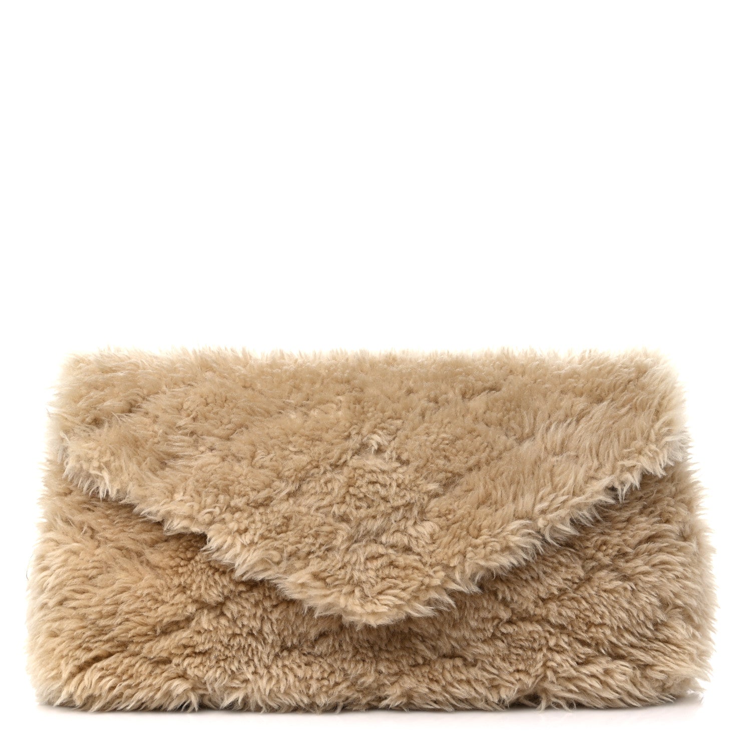 Saint Laurent Shearling Lambskin Quilted Sade Puffer Envelope Clutch Natural Beige 1 of 13
