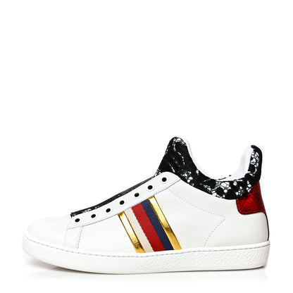 Gucci Calfskin Lace Ayers Sylvie Web Womens New Ace High Top Sneakers 36.5 White 1 of 7
