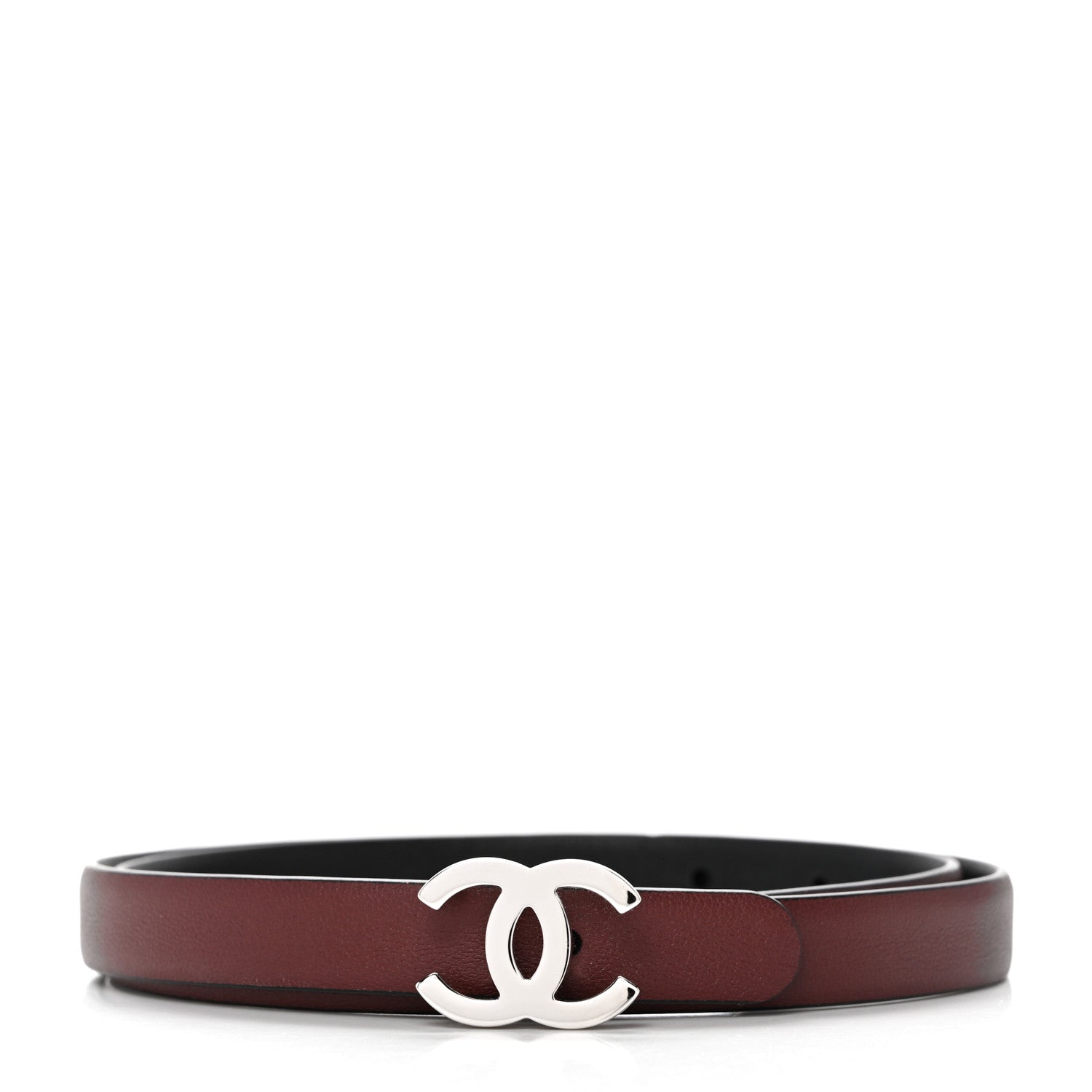 Chanel Calfskin CC Reversible Belt 70 28 Black Burgundy 2 of 8