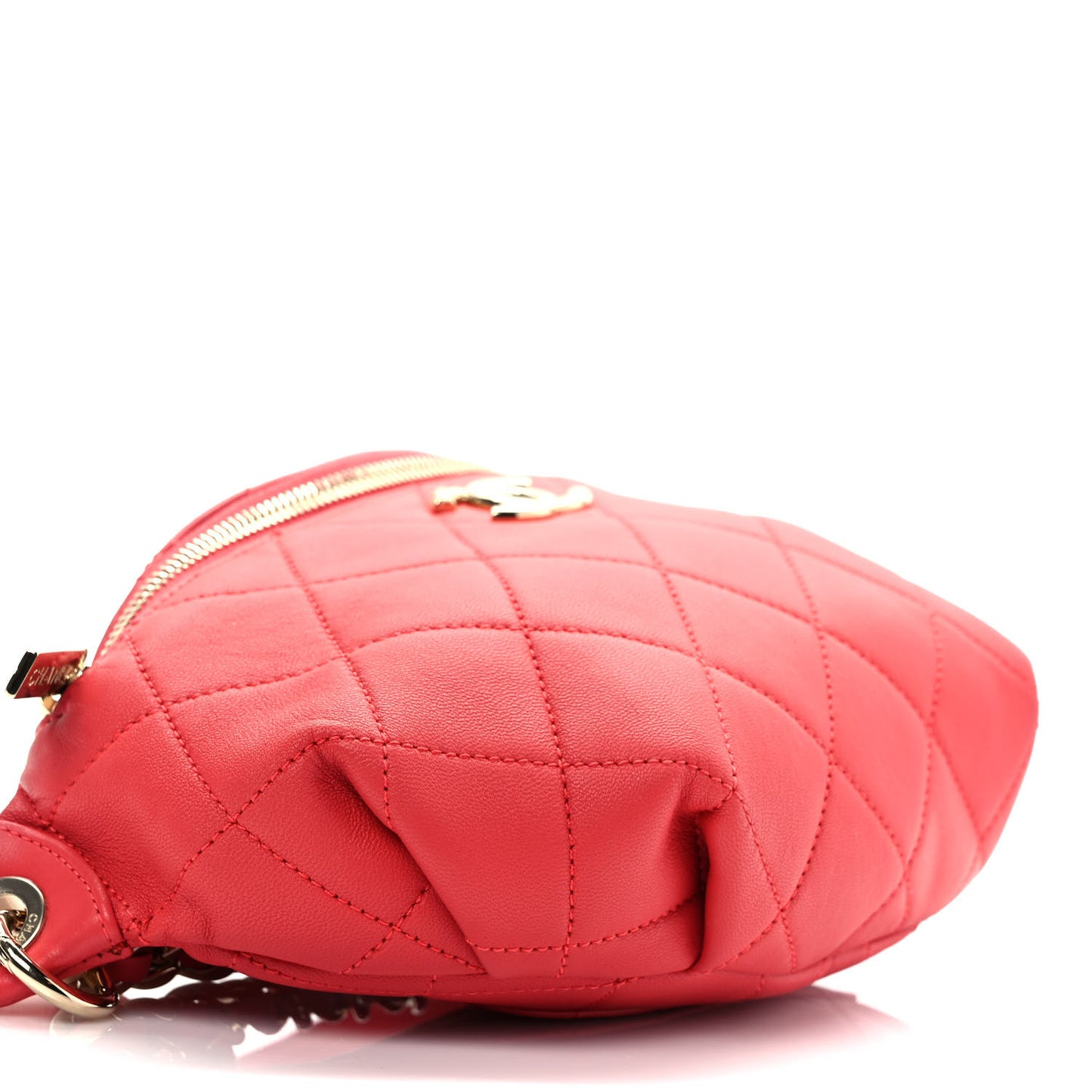 Lambskin Quilted Resin Bi-Color Waist Bag Fanny Pack Red