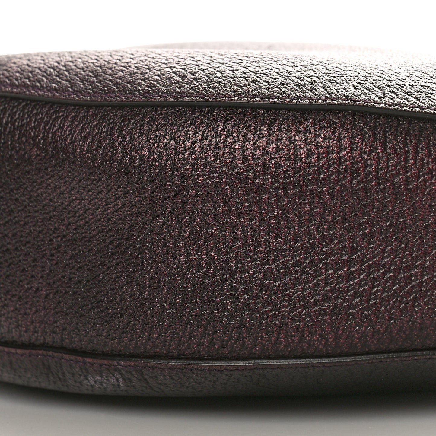 Metallic Calfskin Bamboo Ring Hobo Aubergine