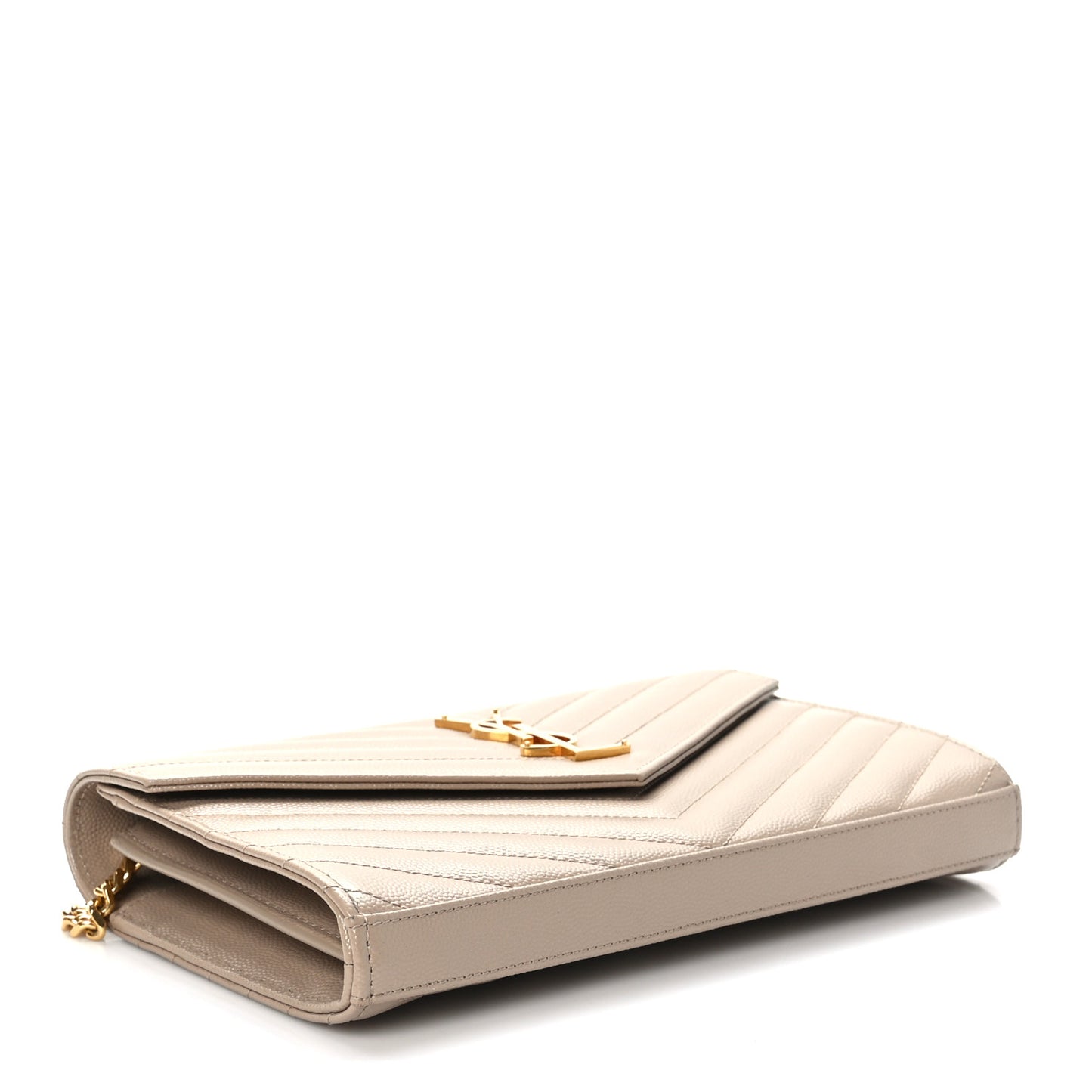 Grain De Poudre Matelasse Chevron Monogram Chain Wallet Nude Powder