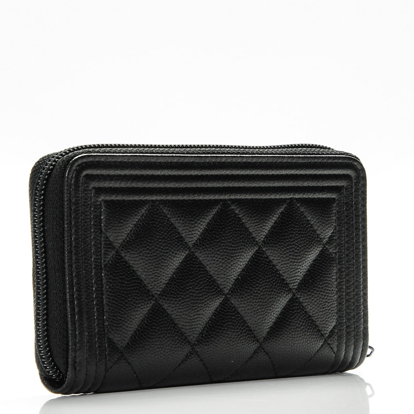 Caviar Quilted Boy Small Zip Around Wallet So Black