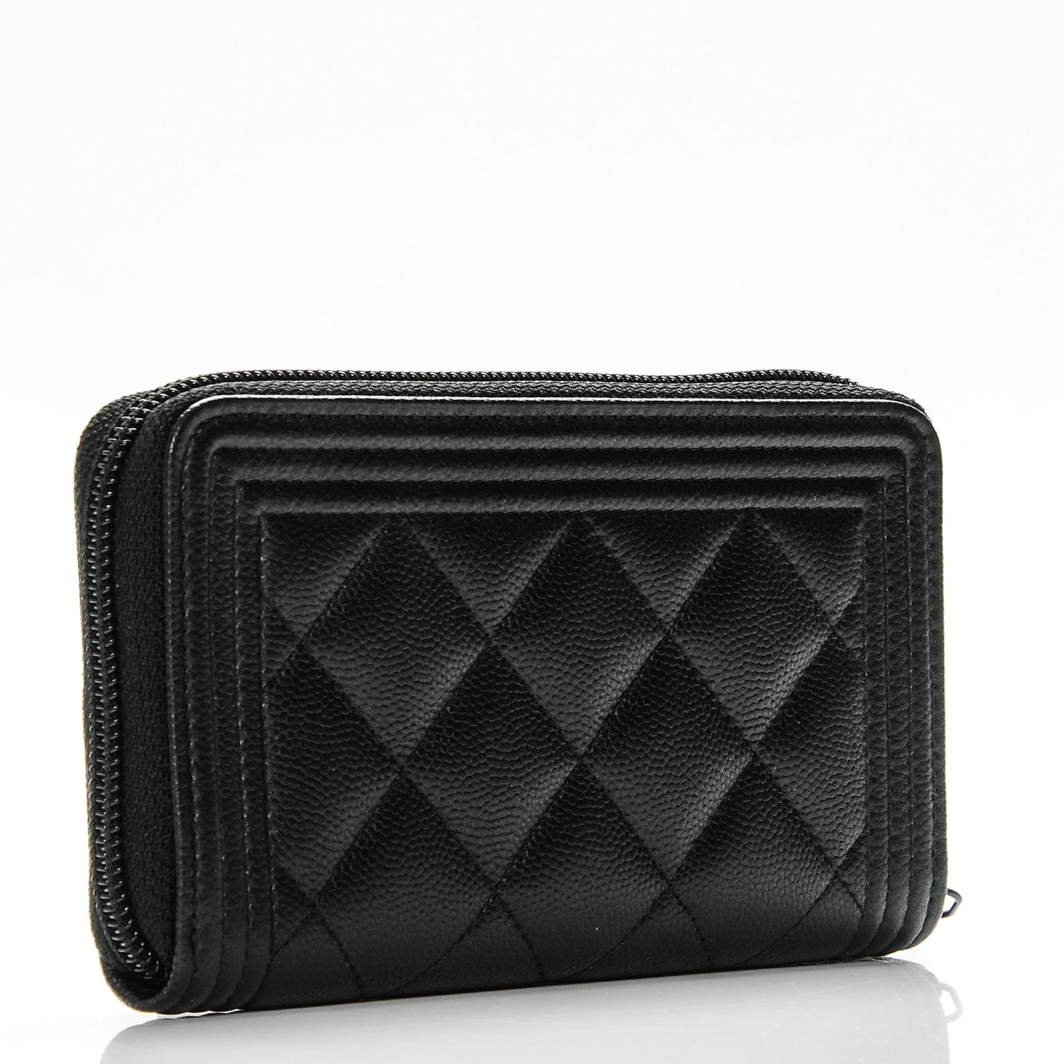 Chanel Caviar Quilted Boy Small Zip Around Wallet So Black 3 of 8