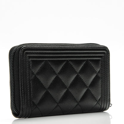 Chanel Caviar Quilted Boy Small Zip Around Wallet So Black 3 of 8