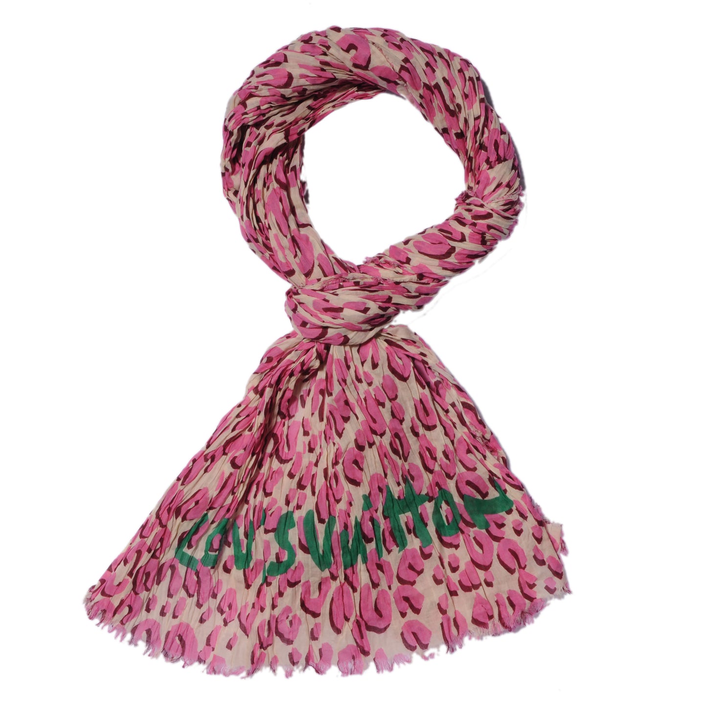 Cotton Leopard Scarf Blanc Corail