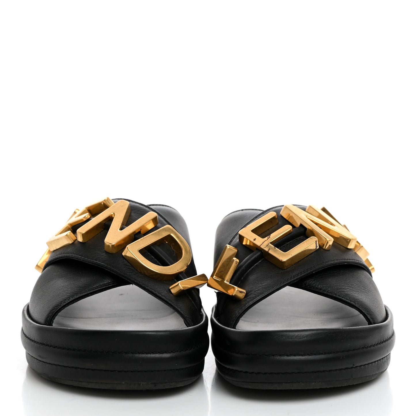 Vitello Womens Fendigraphy Slide Sandals 35 Black