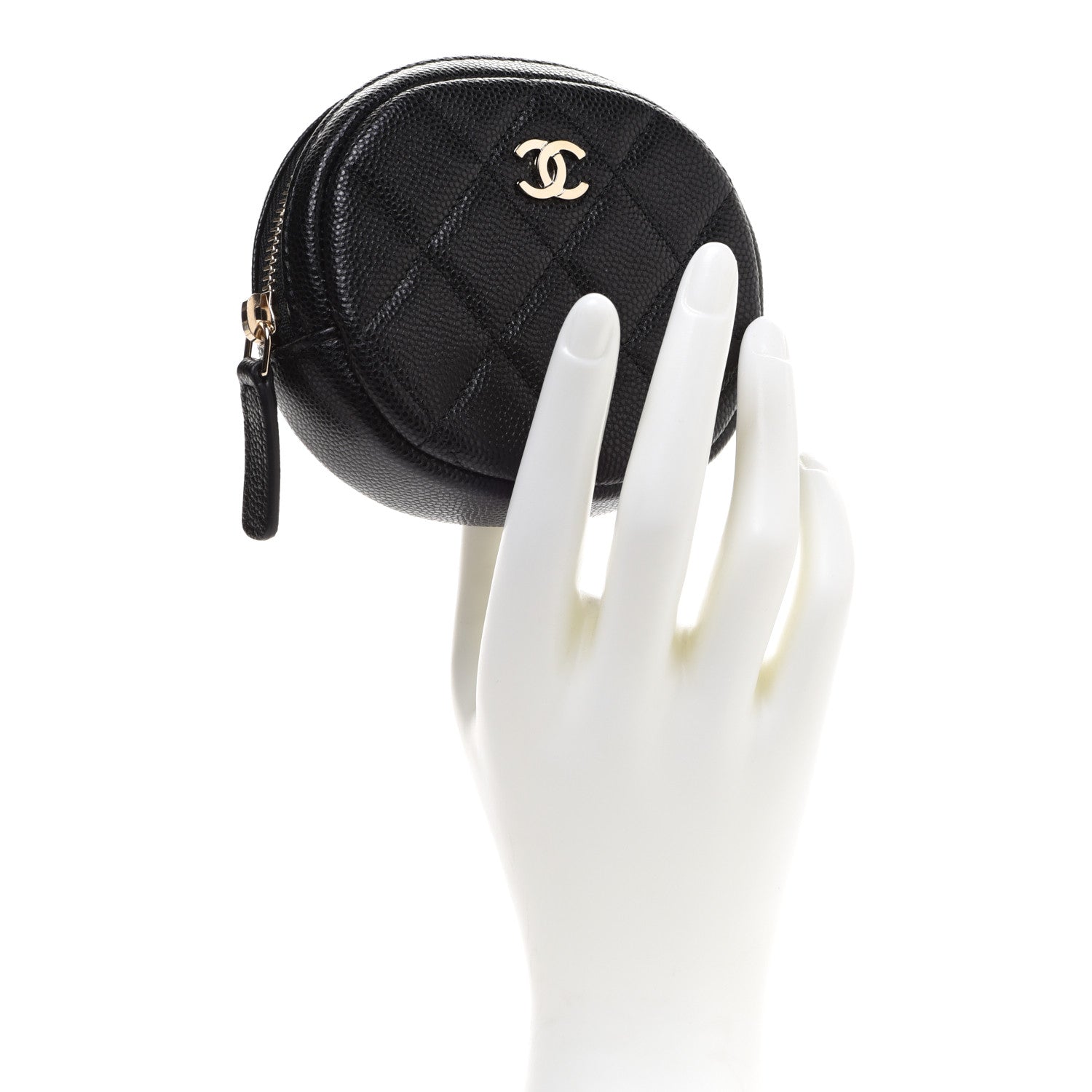 Chanel Caviar Quilted Zip Around Classic Coin Purse Black 2 of 8