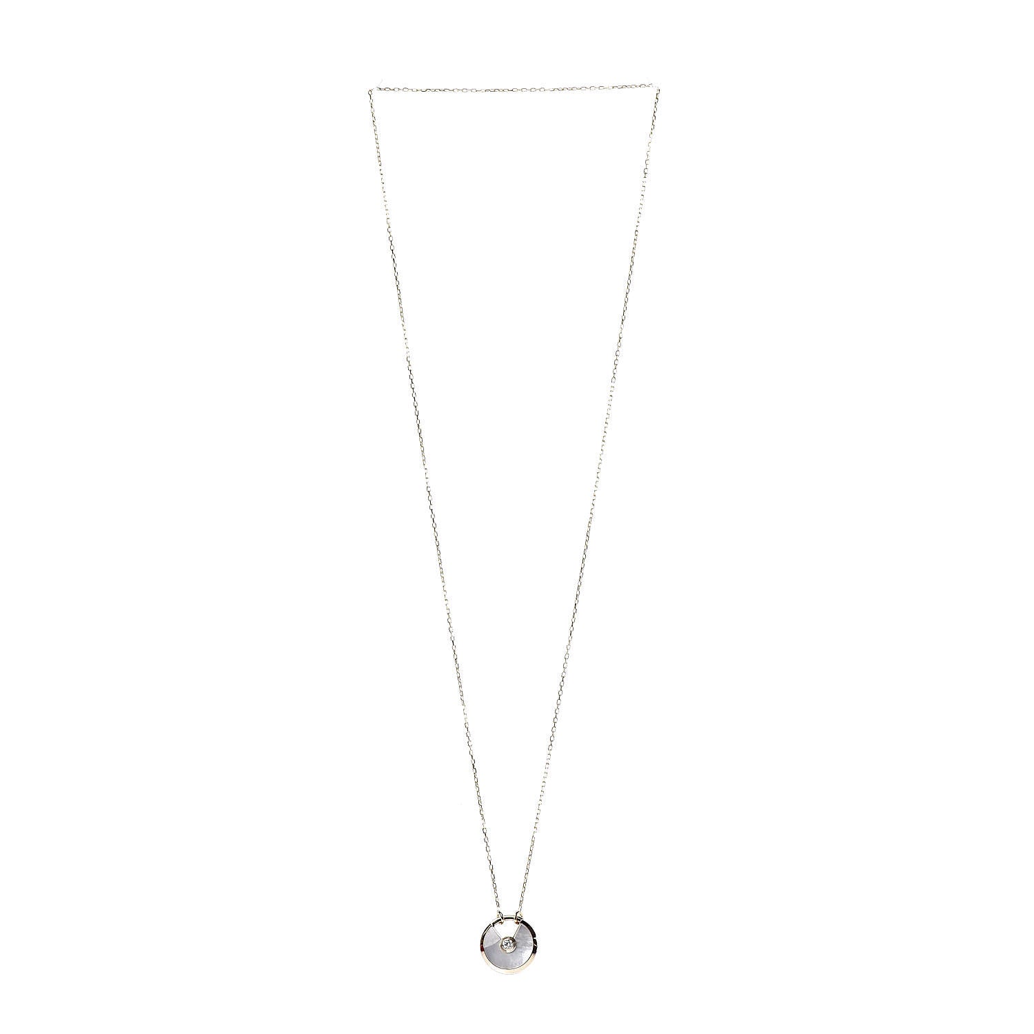 Cartier 18K Yellow Gold Diamond Mother of Pearl SM Amulette de Cartier Pendant Necklace 3 of 6