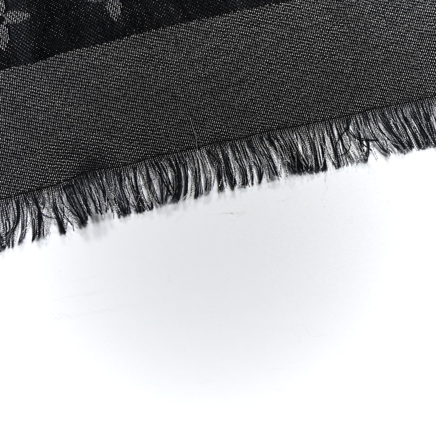Silk Lurex Wool Monogram Shine Shawl Black