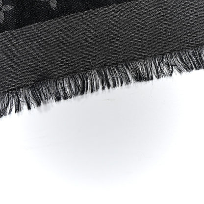 Louis Vuitton Silk Lurex Wool Monogram Shine Shawl Black 4 of 5