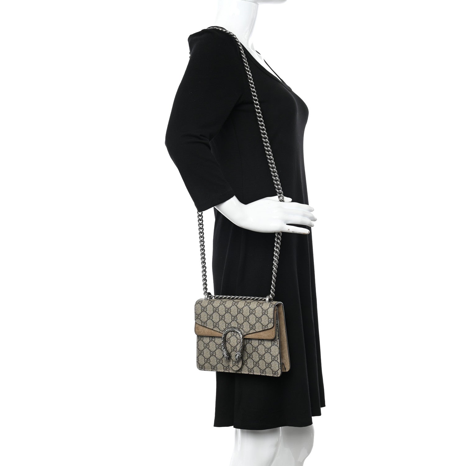 Gucci GG Supreme Monogram Mini Dionysus Shoulder Bag Taupe 2 of 13