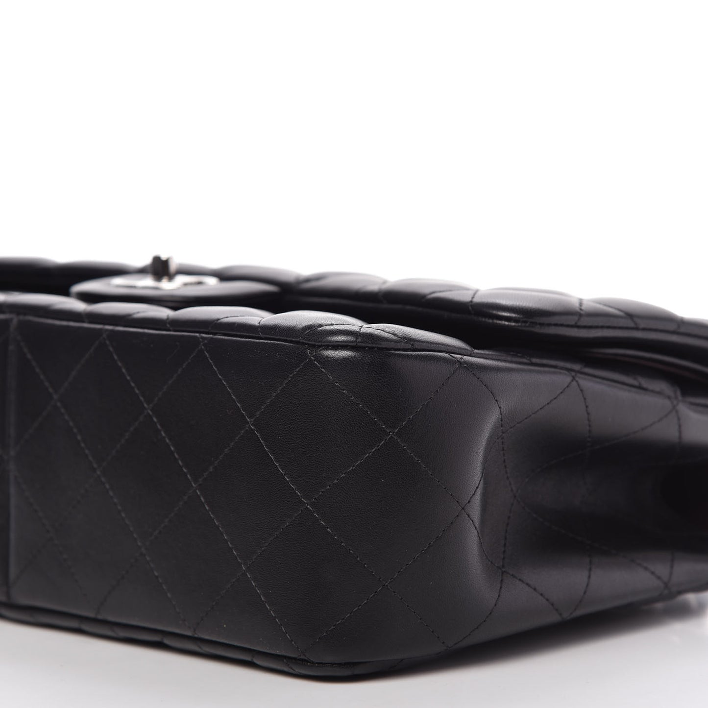 Lambskin Quilted Jumbo Double Flap Black