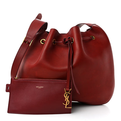 Saint Laurent Smooth Calfskin Paris VII Large Flat Hobo Red 3 of 12