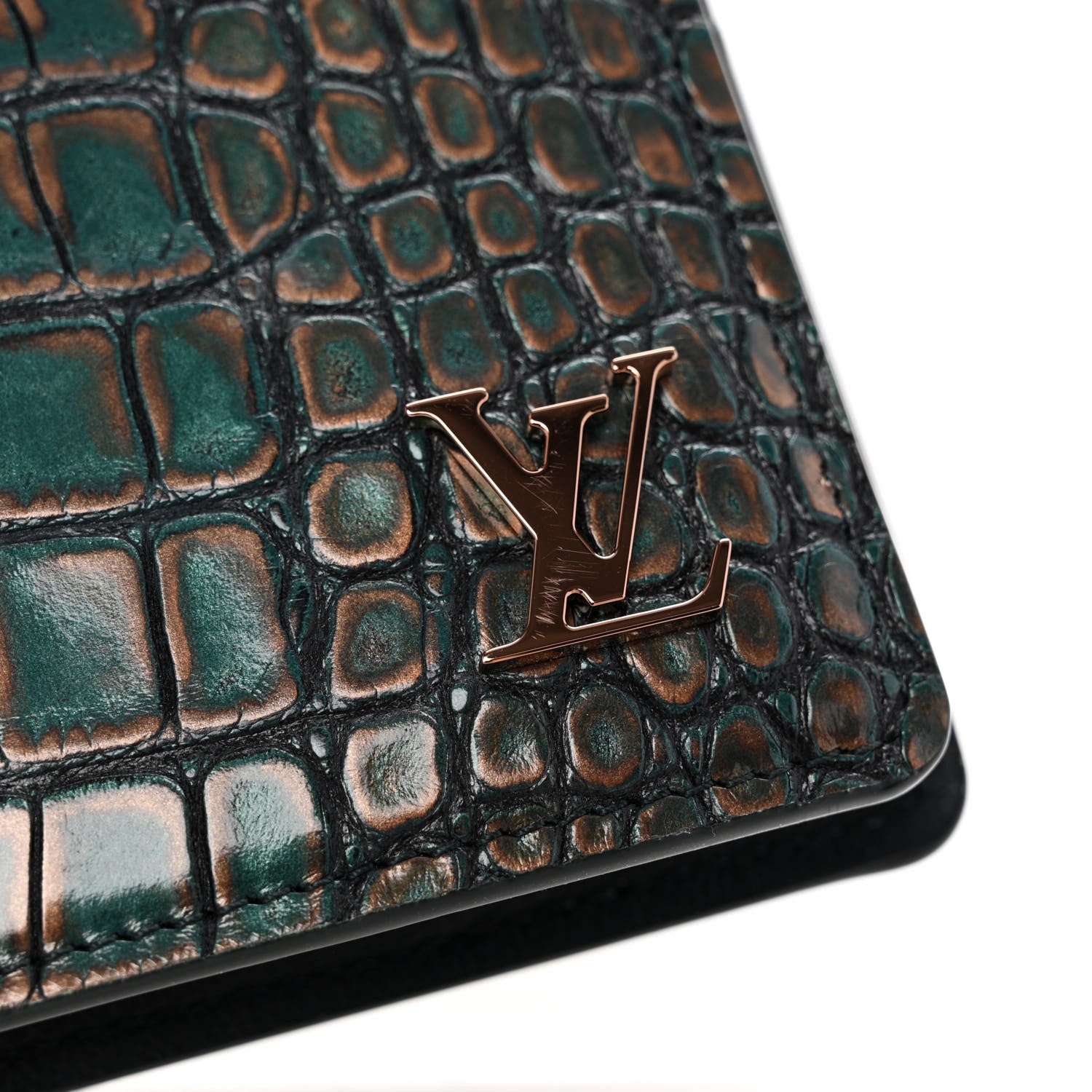 Louis Vuitton Alligator Brazza Wallet Metallic Copper 8 of 9
