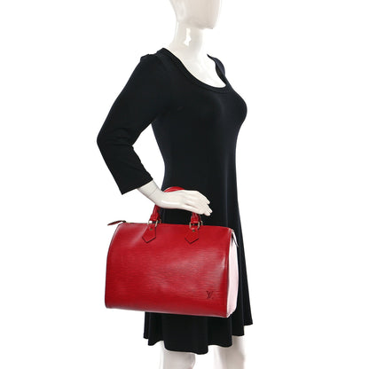 Louis Vuitton Epi Speedy 30 Castillan Red 2 of 14