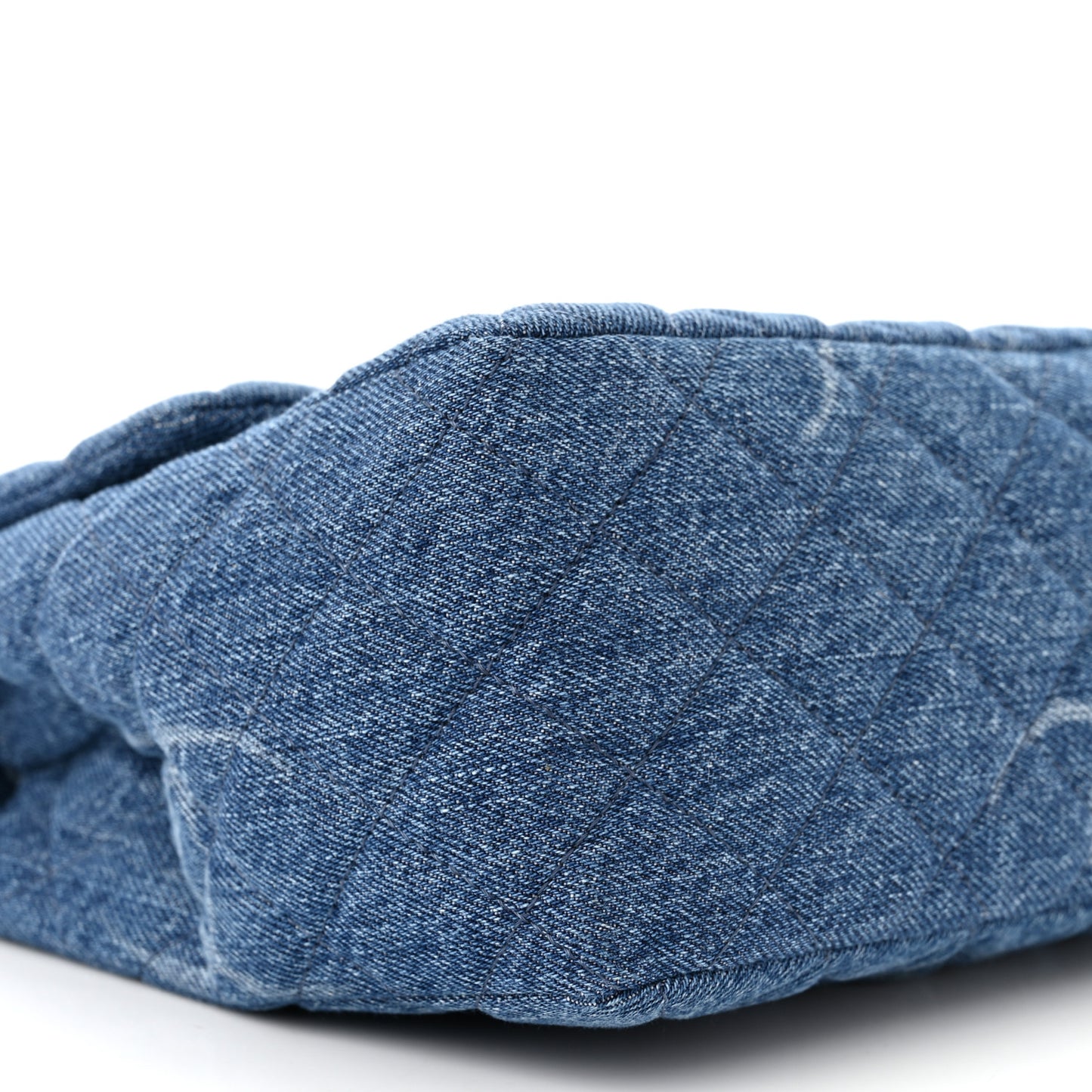 Denim Quilted CC Print Jumbo Single Flap Blue