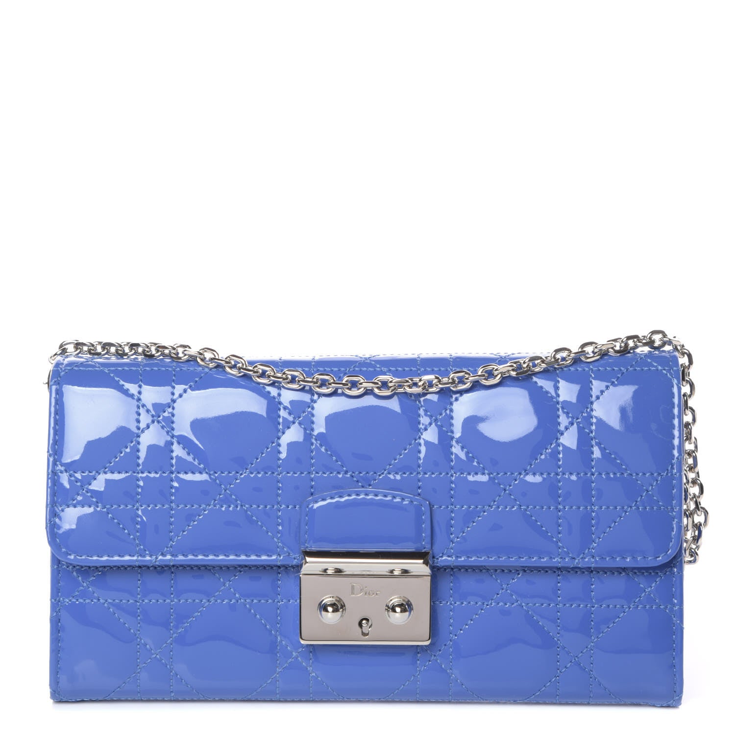 Christian Dior Patent Cannage Miss Dior Chain Wallet Blue 1 of 7