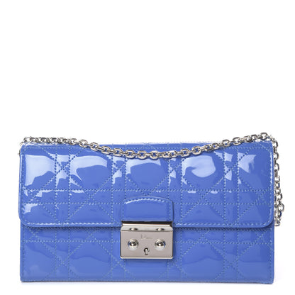 Christian Dior Patent Cannage Miss Dior Chain Wallet Blue 1 of 7