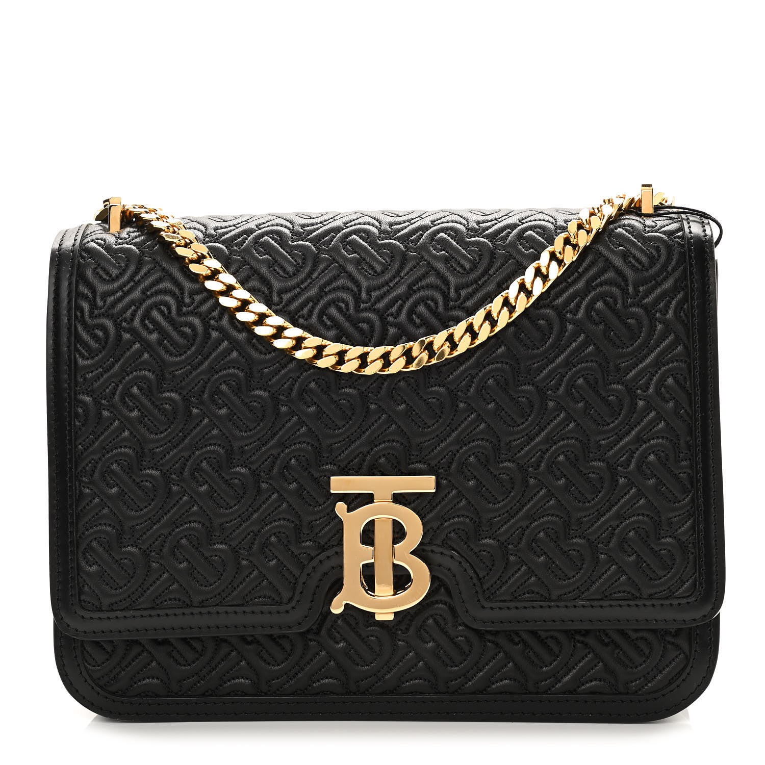 Burberry Grainy Calfskin Monogram Embossed Small TB Chain Bag Bright Red 1 of 9