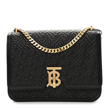Burberry Grainy Calfskin Monogram Embossed Small TB Chain Bag Bright Red 1 of 9