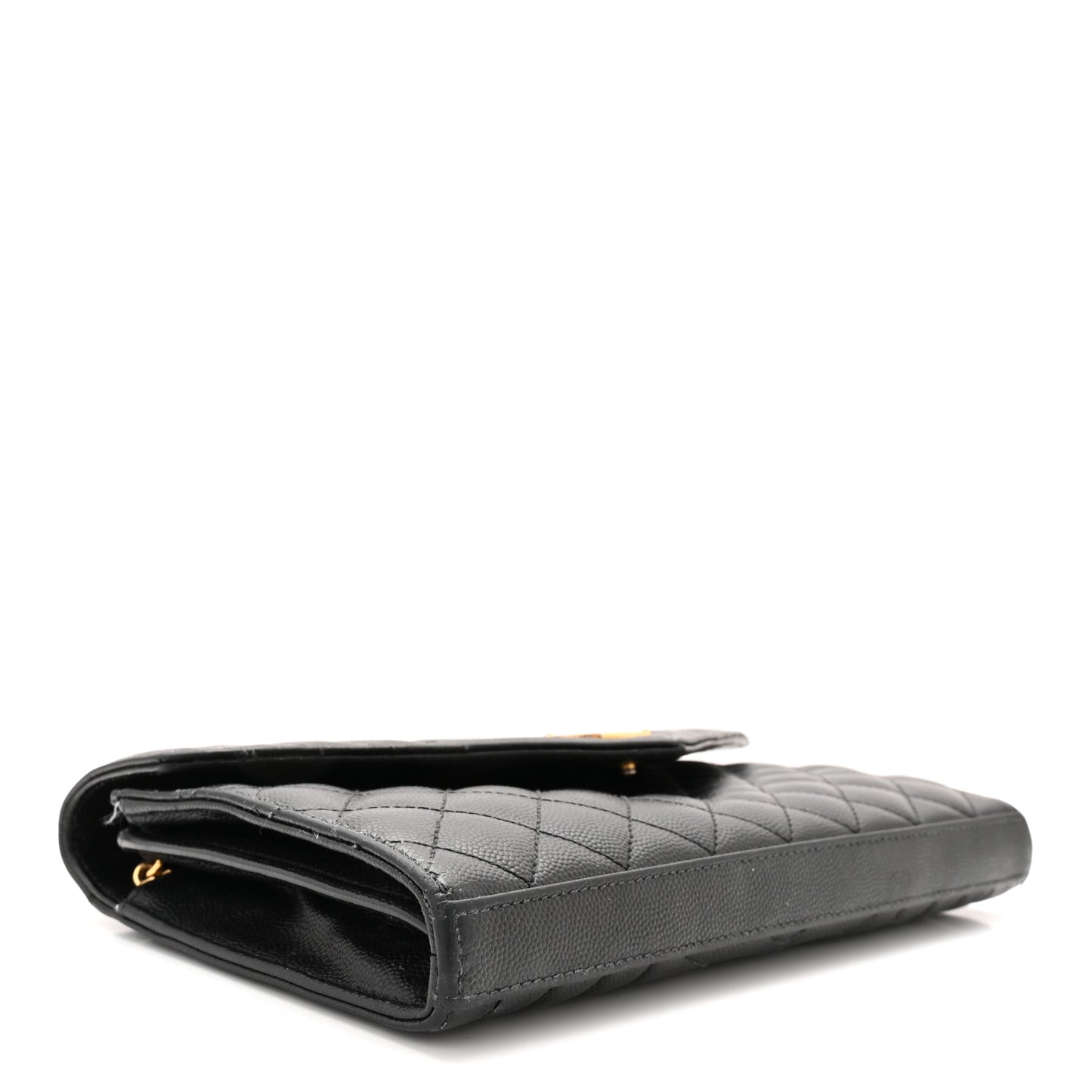 Grain De Poudre Mixed Matelasse Triquilt Monogram Chain Wallet Black