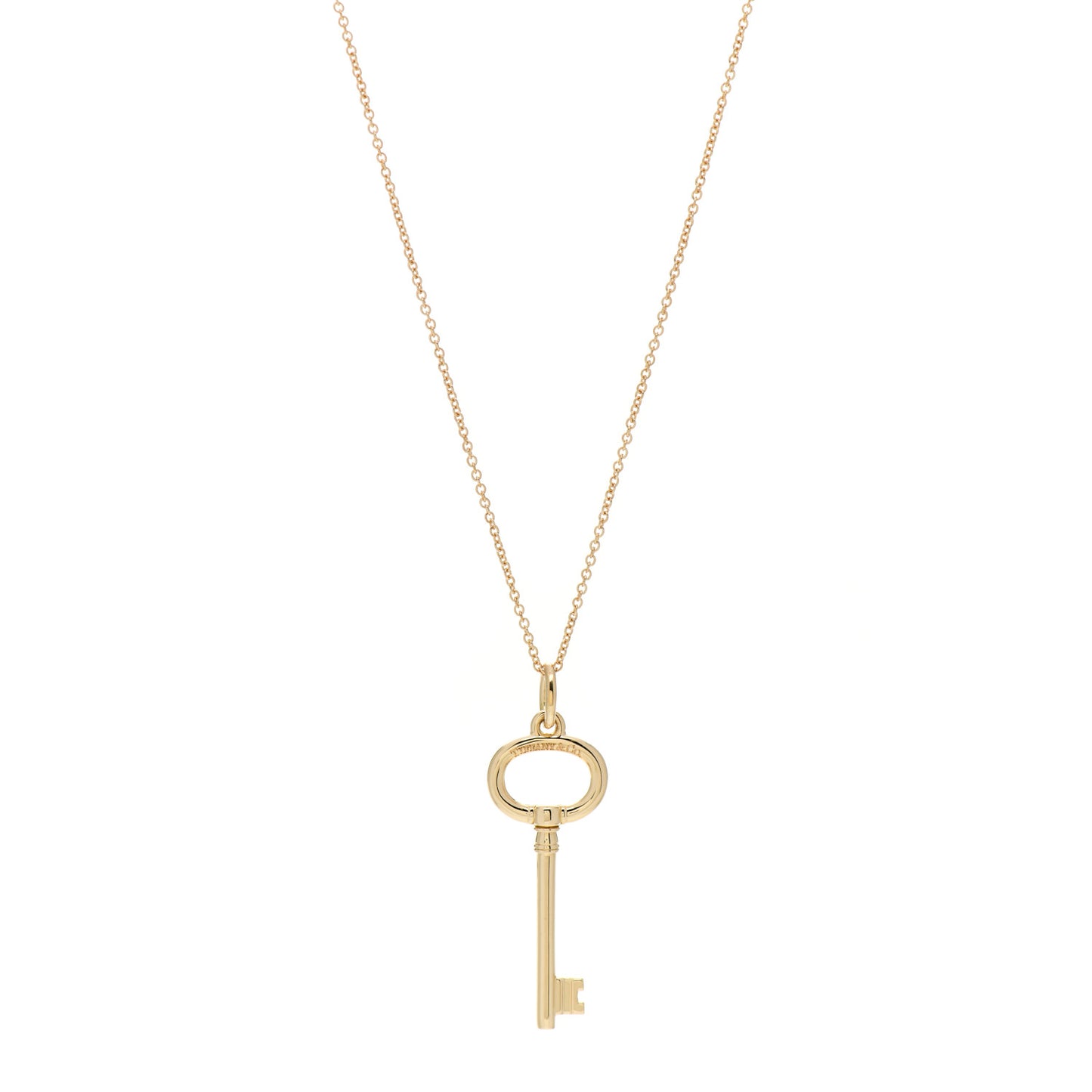 18K Yellow Gold Small Oval Key Pendant Necklace