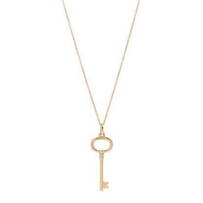 Tiffany 18K Yellow Gold Small Oval Key Pendant Necklace 1 of 3