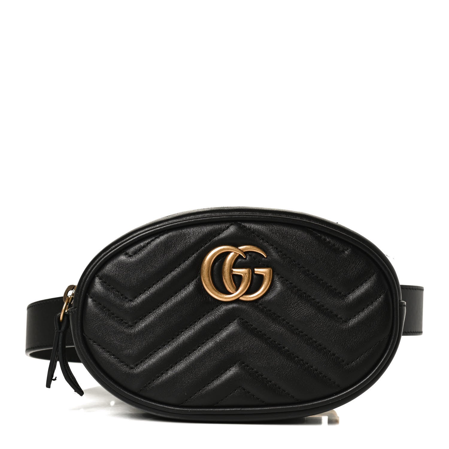 Gucci Calfskin Matelasse GG Marmont Belt Bag 95 38 Black 1 of 11