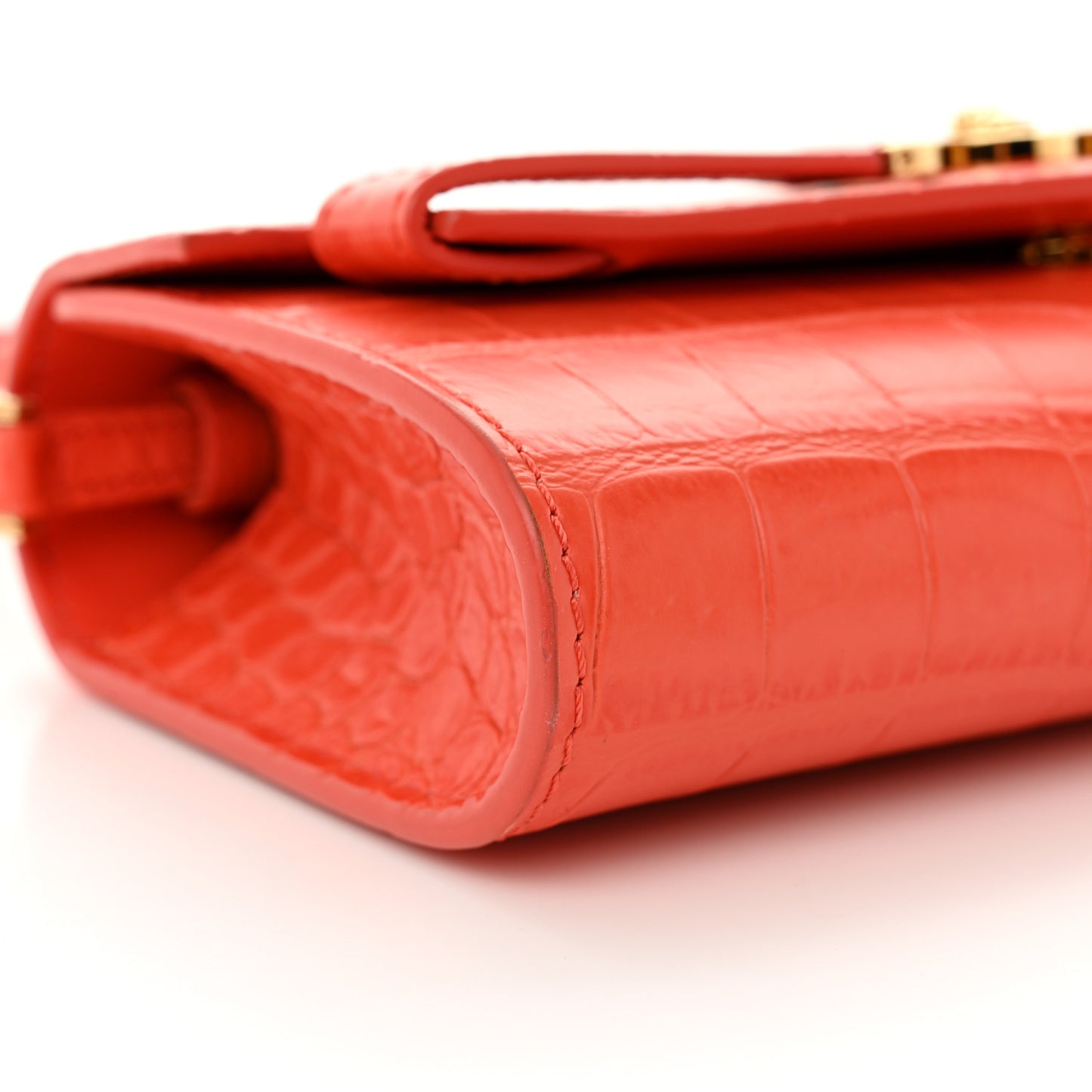 Calfskin Crocodile Embossed Medusa '95 Shoulder Bag Orange