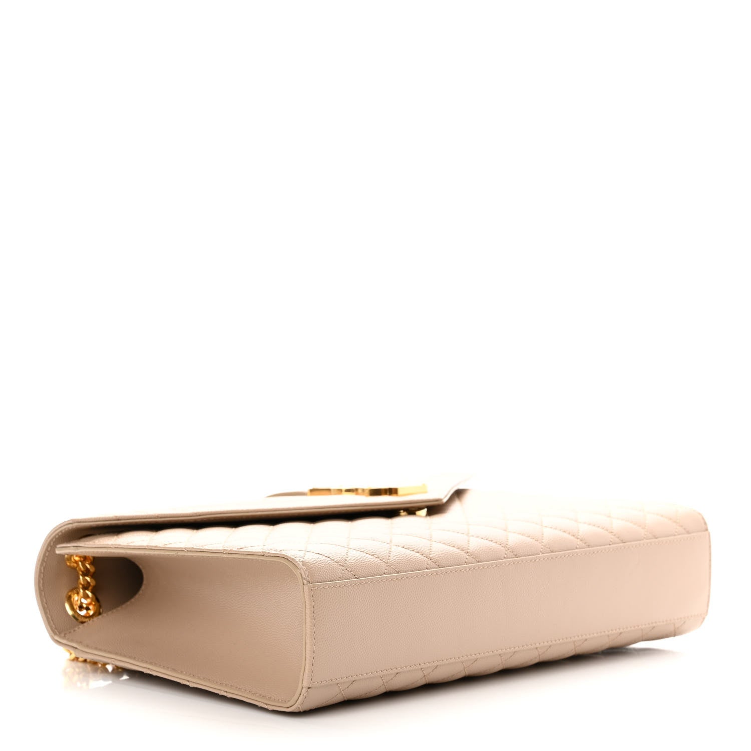 Saint Laurent Grain De Poudre Mixed Matelasse Large Triquilt Monogram Satchel Dark Beige 3 of 11
