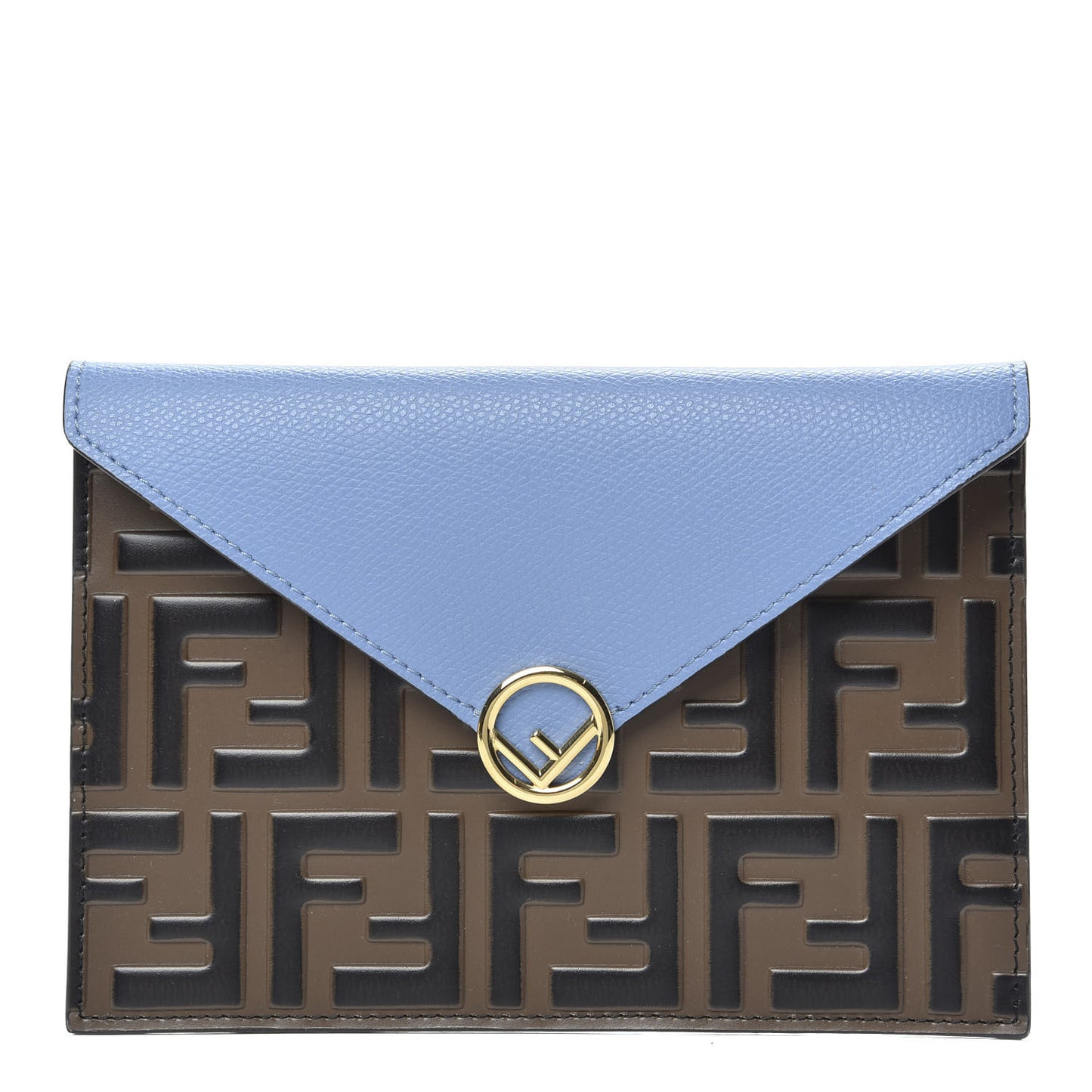 Vitello Cruise F is Fendi Bi-Color FF 1974 Embossed Medium Flat Envelope Pouch Maya Black Nebula