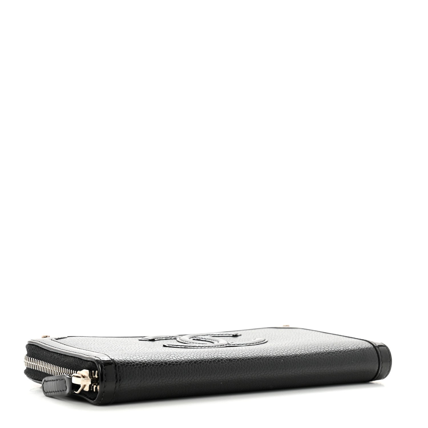 Chanel Caviar Patent Small CC Contour Zip Around Wallet Black 4 of 11