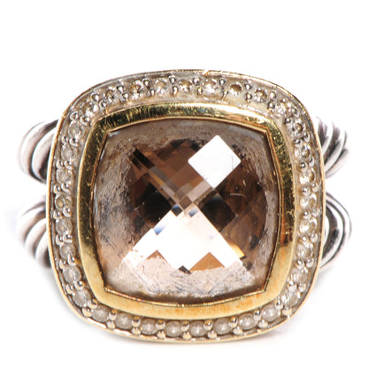 David Yurman Sterling Silver 18K Yellow Gold Diamond Smoky Quartz 11mm Albion Ring 47 4 1 of 5