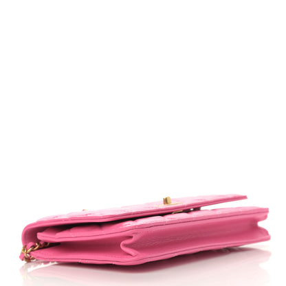 Chanel Lambskin Quilted CC Pearl Crush Wallet on Chain WOC Pink 4 of 13