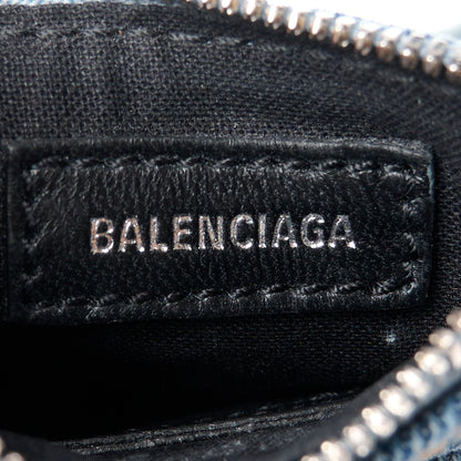 Balenciaga Washed Frayed Denim Crystal Neo Cagole City Handbag Blue 10 of 14