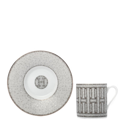 Hermes Porcelain Mosaique au 24 Coffee Cup and Saucer Set of 2 4 of 7