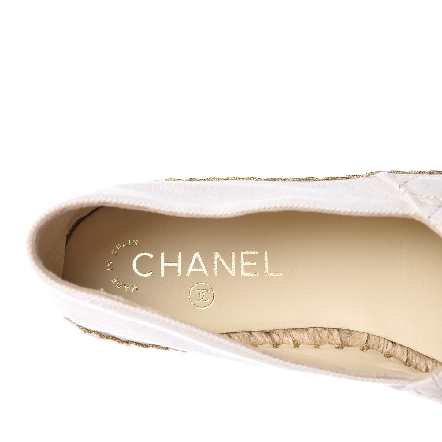 Fabric Biarritz CC Espadrilles 40 White Gold