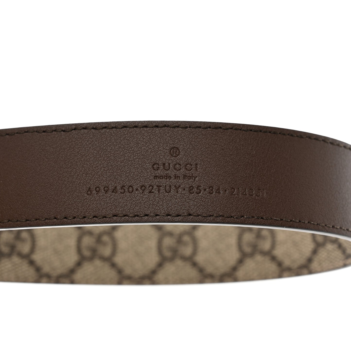 GG Supreme Monogram Plutone Calfskin Enamel Interlocking G 30mm Belt 85 34 Beige Ebony New Acero