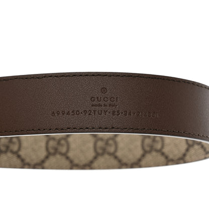 Gucci GG Supreme Monogram Plutone Calfskin Enamel Interlocking G 30mm Belt 85 34 Beige Ebony New Acero 3 of 5