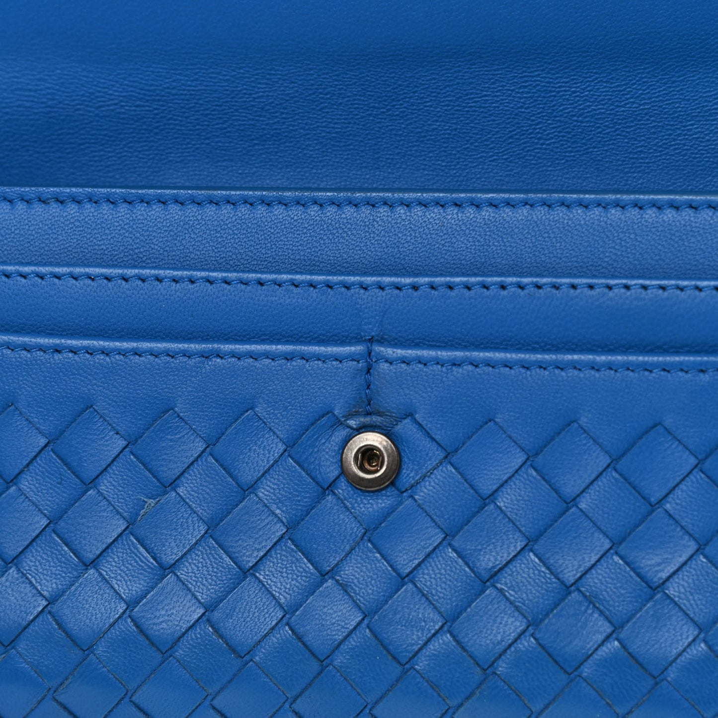Nappa Intrecciato Continental Flap Wallet Blue