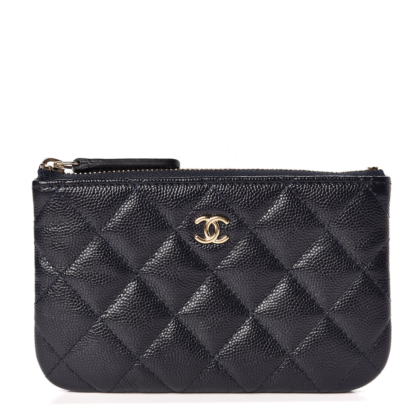 Caviar Quilted Small Cosmetic Case Navy