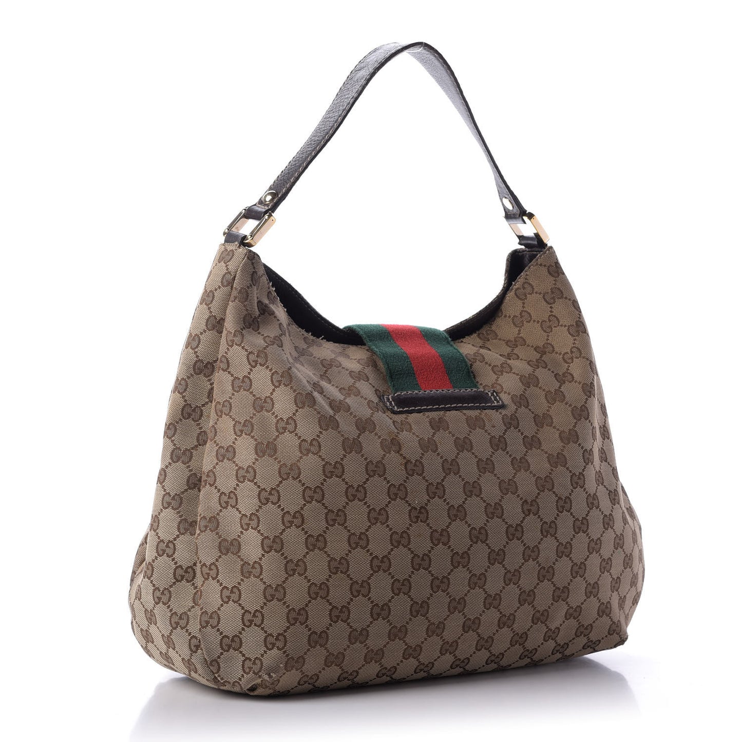Monogram Large New Ladies Web Hobo Dark Brown
