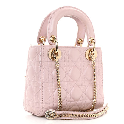 Christian Dior Metallic Lambskin Cannage Mini Lady Dior Lotus 3 of 10