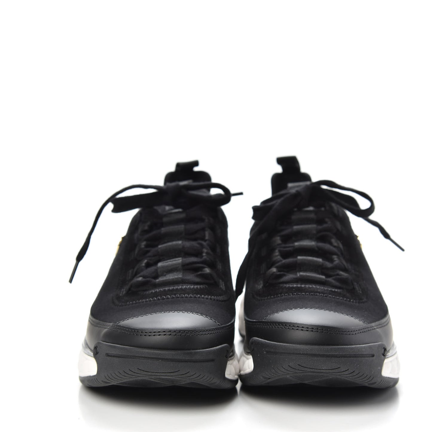 Velvet Calfskin Mixed Fibers CC Sneakers 39.5 Black