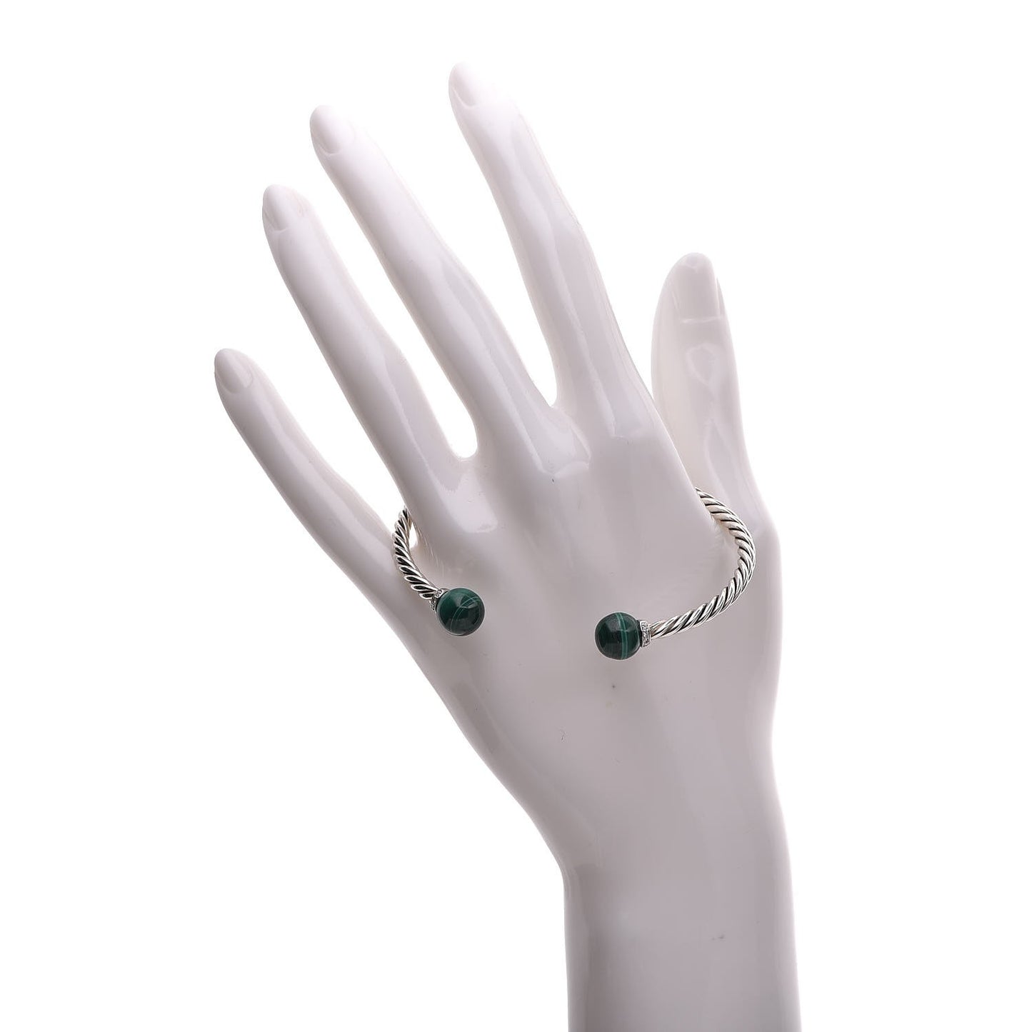 Sterling Silver Diamond Malachite 7mm Solari Bracelet